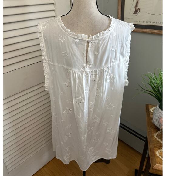 TORRID 5 Womens Blouse Challis White Embrodered Stars Ruffle Trim Boho Summer 5X - Picture 7 of 11